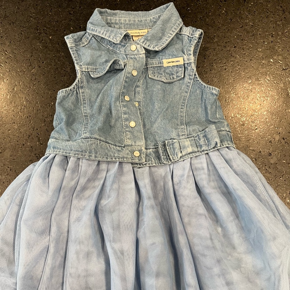Calvin Klein Jeans Blue Denim and Tulle Dress